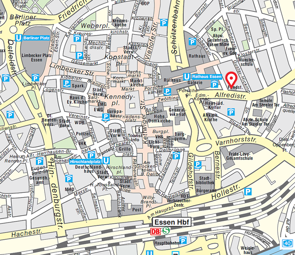 Ausschnitt Innenstadtplan der Stadt Essen